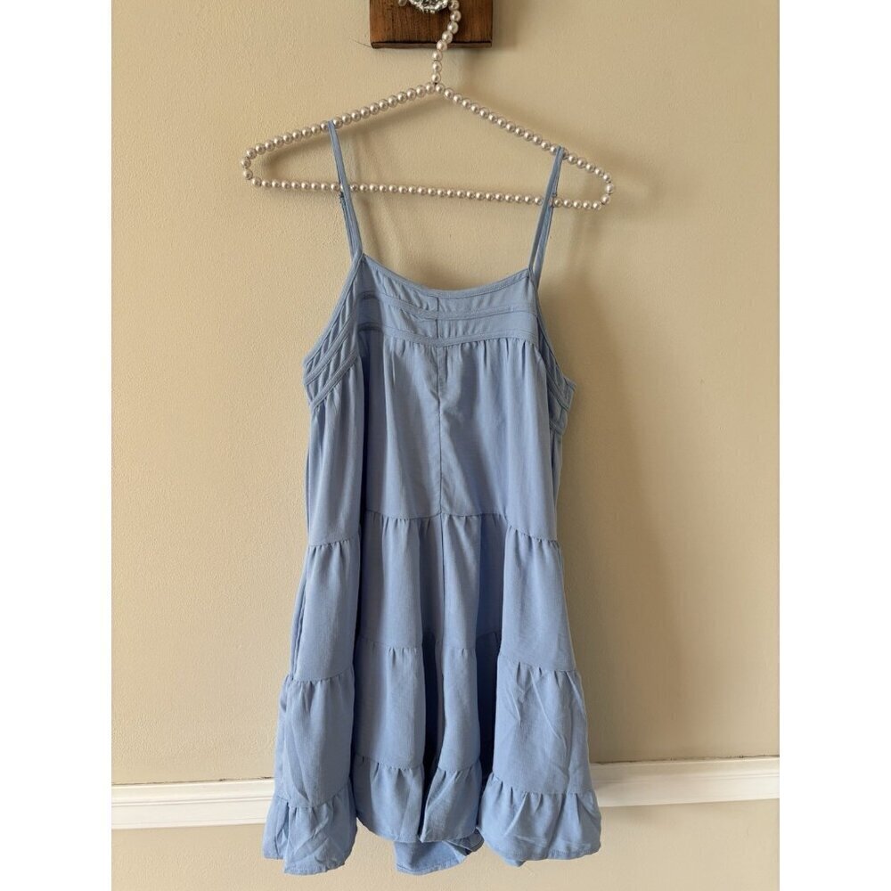 NWT &Merci Womens Size M Blue Tie Back Romper Pockets